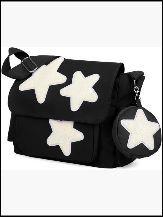 Handbags - Canvas Messenger Bag with Star Coin Purse Crossbody Shoulder Bag